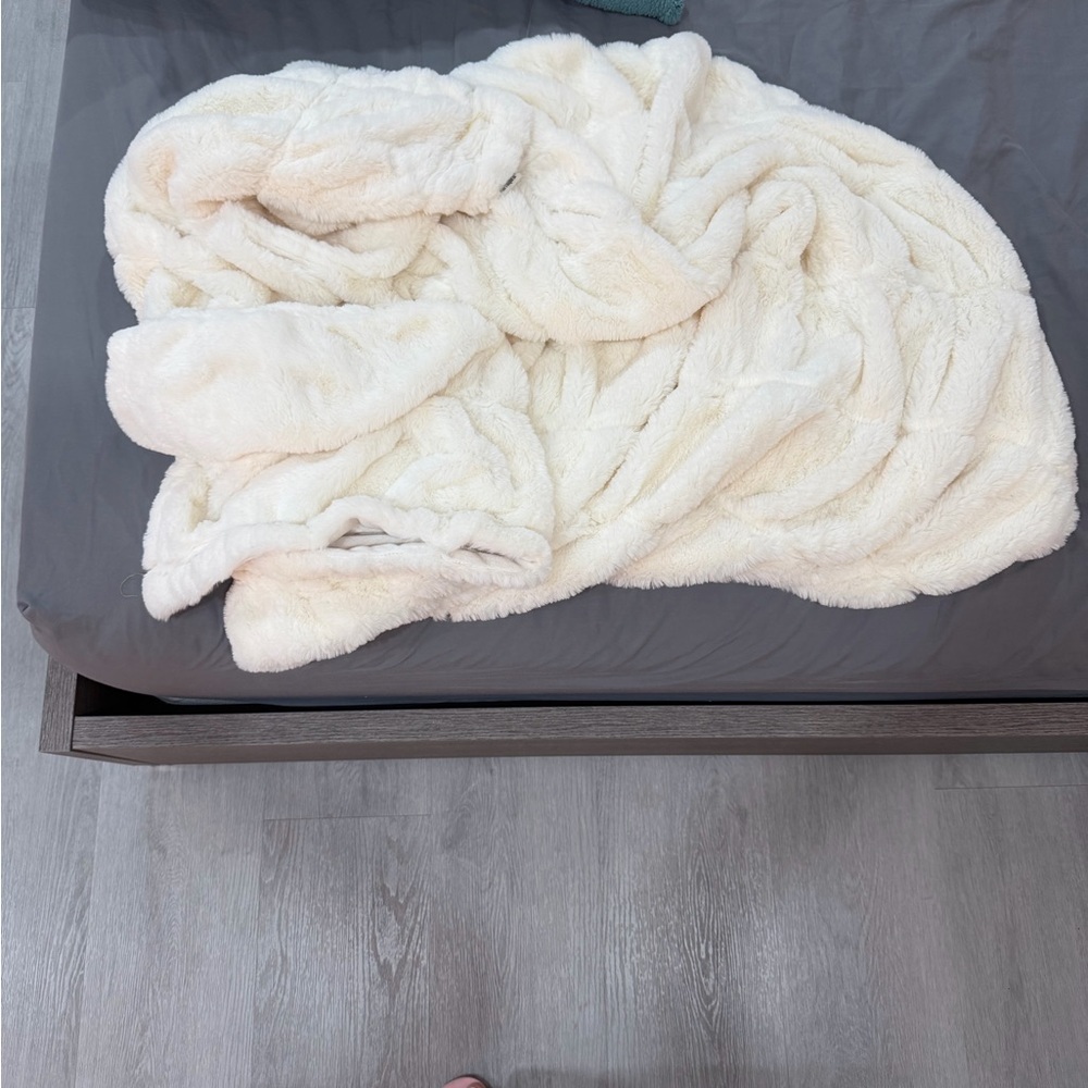 Pier 1 Cream Plush Blanket